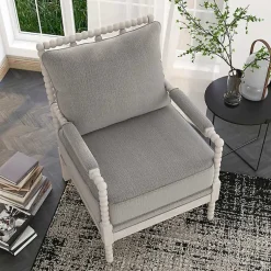 Kirklands Home and White Beaded Frame Accent Chair Gray Outlet