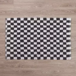 Kirklands Home Gray and White Checkered Bathroom Rug