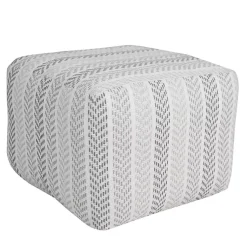 Poufs & Floor Cushions>Kirklands Home Gray and White Chevron Cotton Pouf