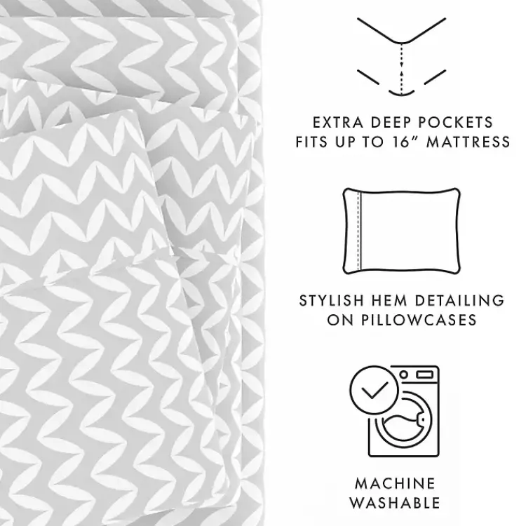 Kirklands Home Gray and White Chevron 3-pc. Twin Sheet Set Outlet