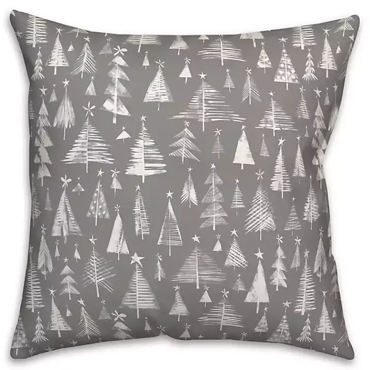 Christmas Pillows>Kirklands Home Gray and White Christmas Trees Pillow