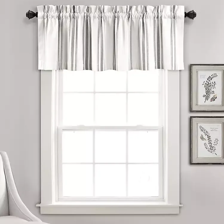 Kirklands Home Gray and White Farmhouse Stripe Valance Clearance