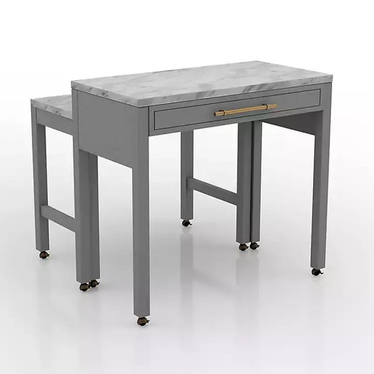 Kirklands Home Gray and White Faux Marble Nested Counter Table Online
