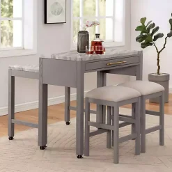 Kirklands Home Gray and White Faux Marble Nested Counter Table Online