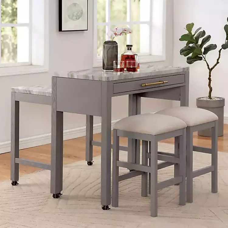 Kirklands Home Gray and White Faux Marble Nested Counter Table Online