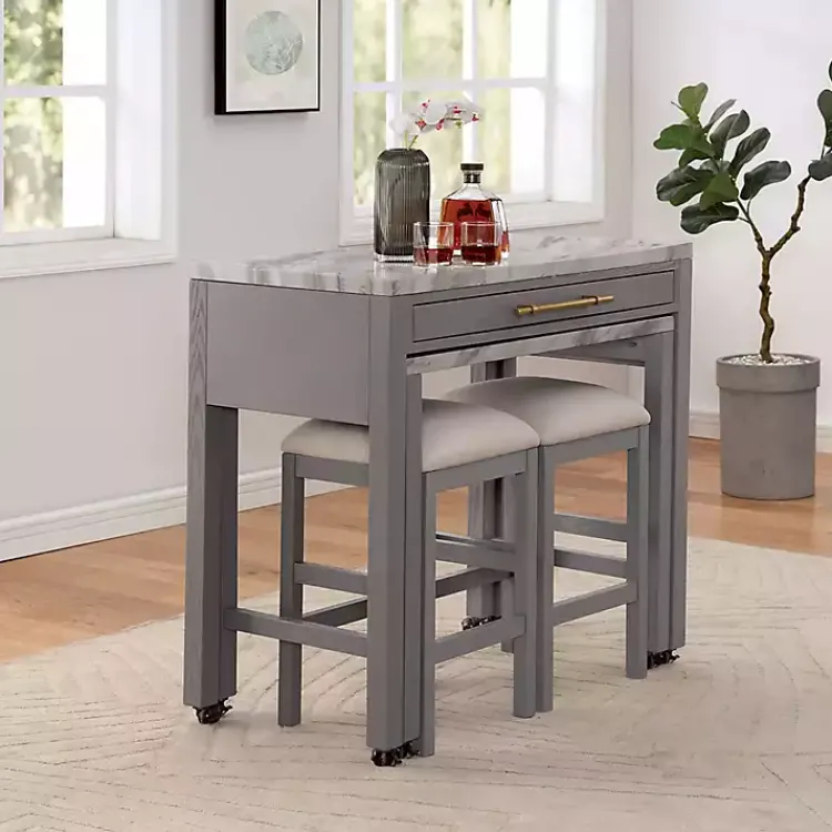 Kirklands Home Gray and White Faux Marble Nested Counter Table Online