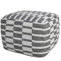 Poufs & Floor Cushions>Kirklands Home Gray and White Geometric Grid Pouf
