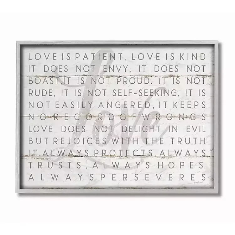 Kirklands Home Gray and White Love Is Patient Framed Art Print Online