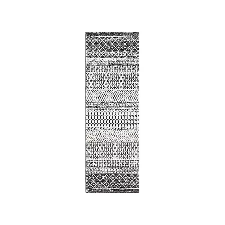 Kirklands Home and White Moroccan Pattern Runner, 2x10 Gray