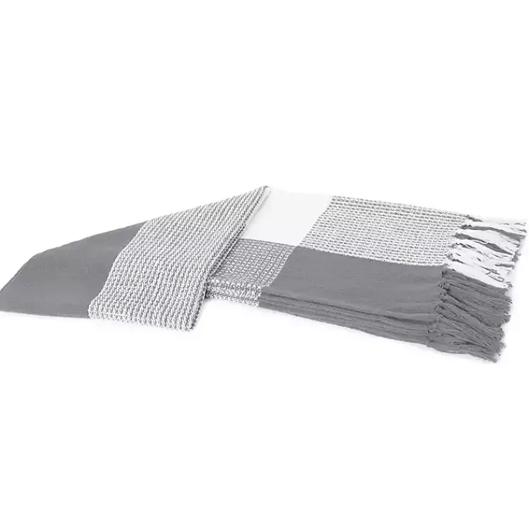 Blankets & Throws>Kirklands Home Gray and White Plaid Organic Cotton Throw