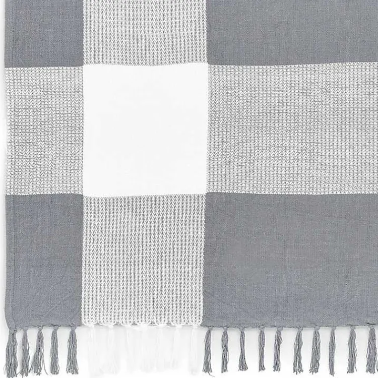 Blankets & Throws>Kirklands Home Gray and White Plaid Organic Cotton Throw