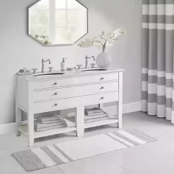 Kirklands Home Gray and White Reversible Bath Runner Outlet