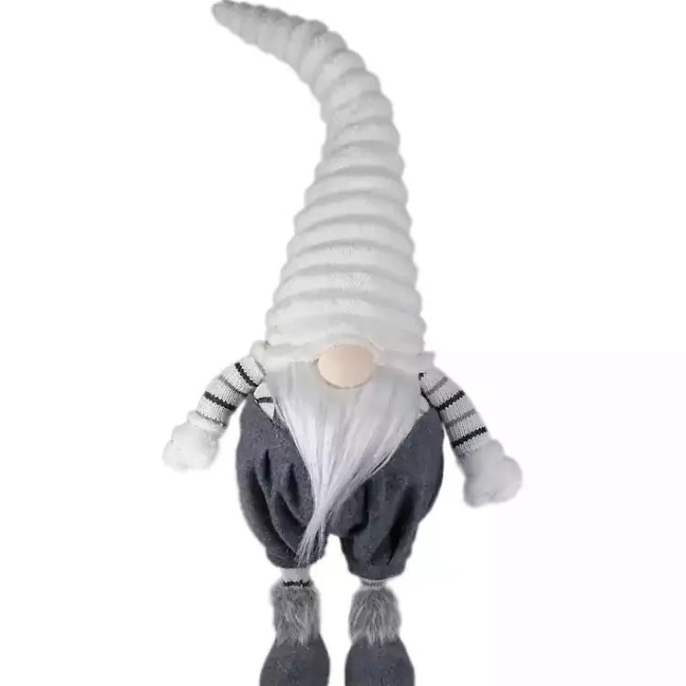 Christmas Decorations>Kirklands Home Gray and White Ribbed Standing Gnome