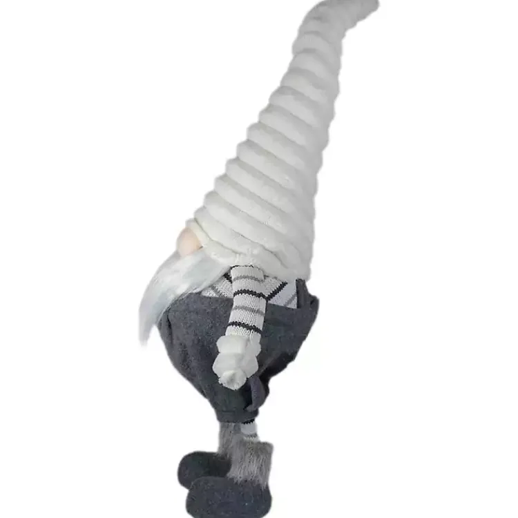 Christmas Decorations>Kirklands Home Gray and White Ribbed Standing Gnome