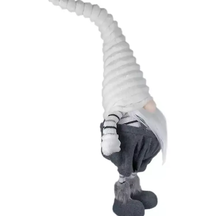 Christmas Decorations>Kirklands Home Gray and White Ribbed Standing Gnome