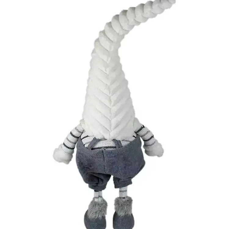 Christmas Decorations>Kirklands Home Gray and White Ribbed Standing Gnome