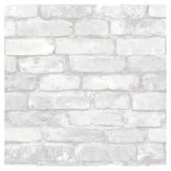 Kirklands Home Gray and White Rustic Brick Peel & Stick Wallpaper