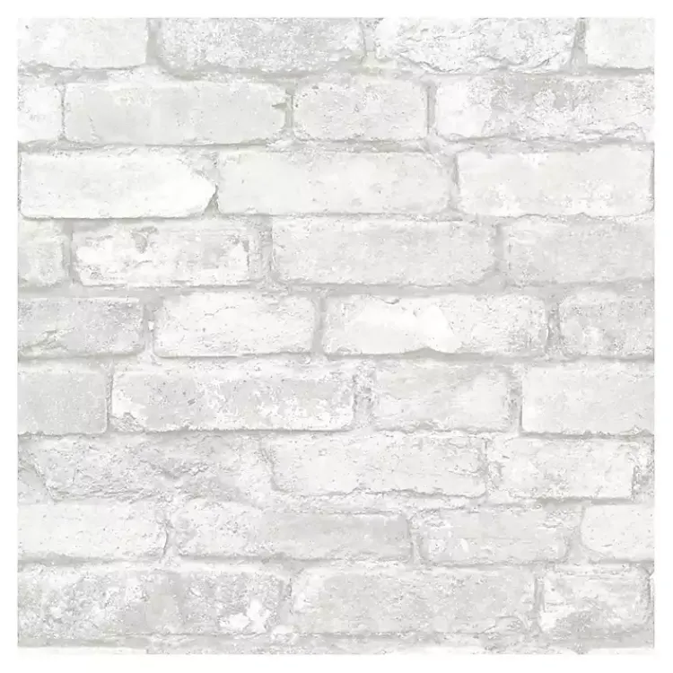 Kirklands Home Gray and White Rustic Brick Peel & Stick Wallpaper