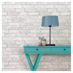Kirklands Home Gray and White Rustic Brick Peel & Stick Wallpaper