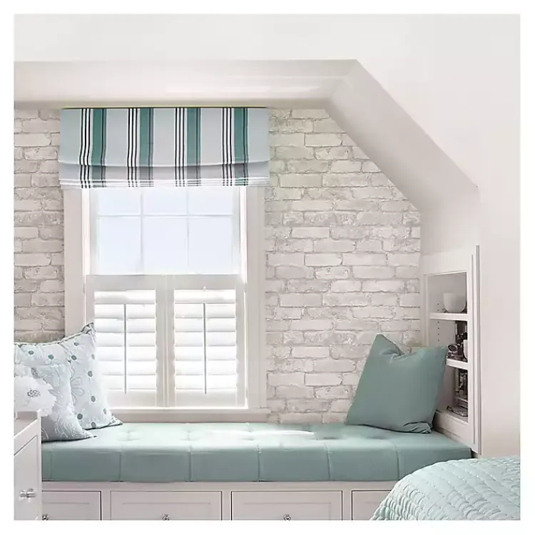 Kirklands Home Gray and White Rustic Brick Peel & Stick Wallpaper