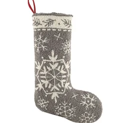 Christmas Stockings & Stocking Holders>Kirklands Home Gray and White Snowflake Stocking