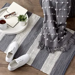 Kirklands Home and White Stripe Cotton Accent Rug, 2x3 Gray Discount
