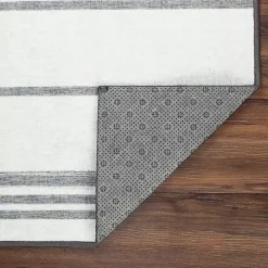 Kirklands Home Gray and White Stripe Washable Area Rug, 3x5 Outlet