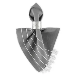 Kirklands Home and White Striped Napkins, Set of 4 Gray Clearance
