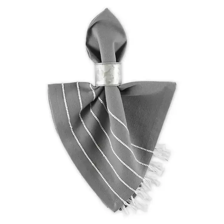 Kirklands Home and White Striped Napkins, Set of 4 Gray Clearance
