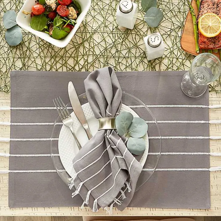 Kirklands Home and White Striped Napkins, Set of 4 Gray Clearance