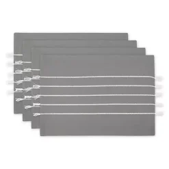 Kirklands Home and White Striped Placemats, Set of 4 Gray Clearance