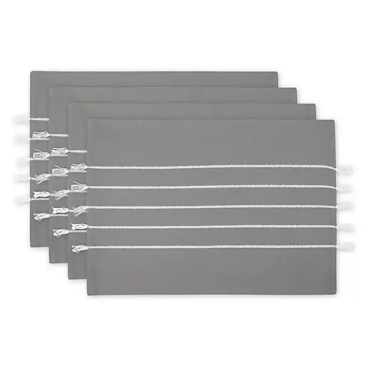Kirklands Home and White Striped Placemats, Set of 4 Gray Clearance