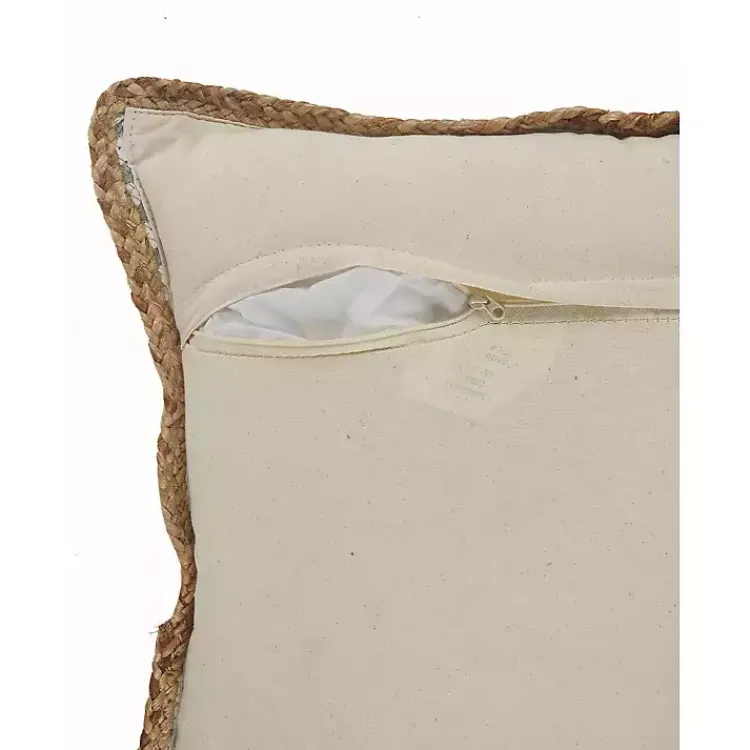 Pillows>Kirklands Home Gray and White Stripped Jute Border Accent Pillow