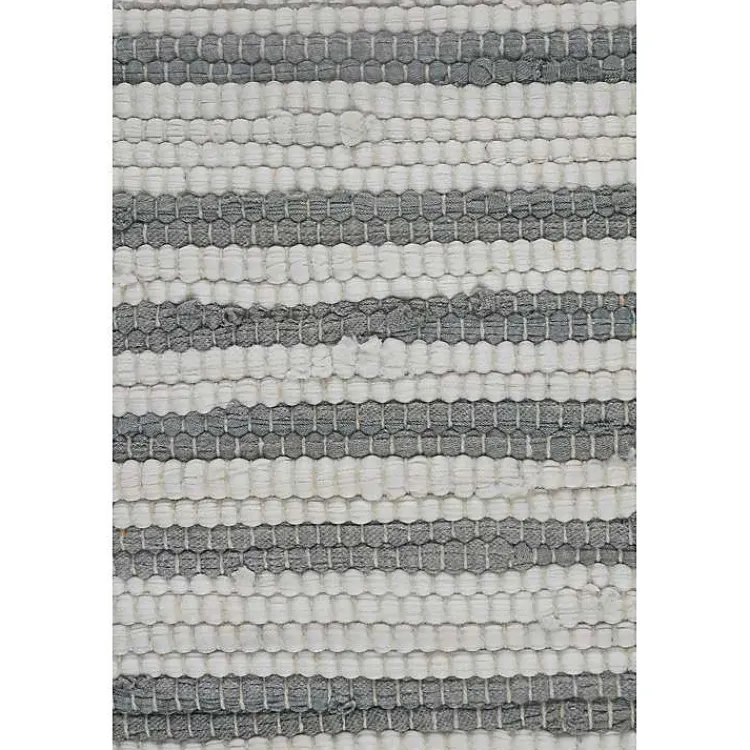 Pillows>Kirklands Home Gray and White Stripped Jute Border Accent Pillow