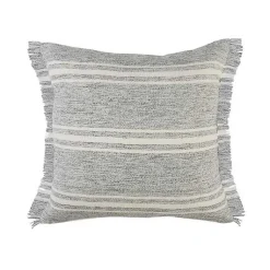 Kirklands Home Gray and White Triple Stripe Outdoor Pillow New