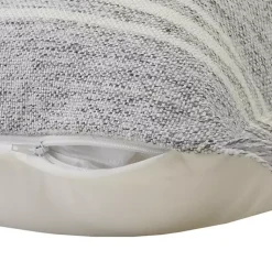 Kirklands Home Gray and White Triple Stripe Outdoor Pillow New
