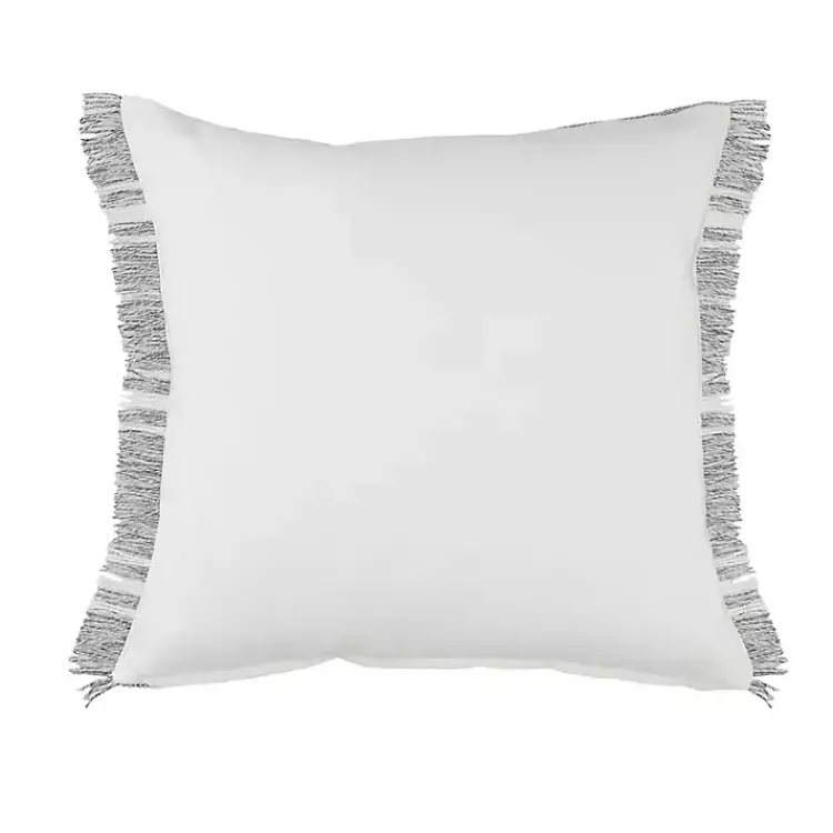 Kirklands Home Gray and White Triple Stripe Outdoor Pillow New