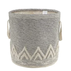 Baskets & Boxes>Kirklands Home Gray and White Tuft Peaks Storage Basket
