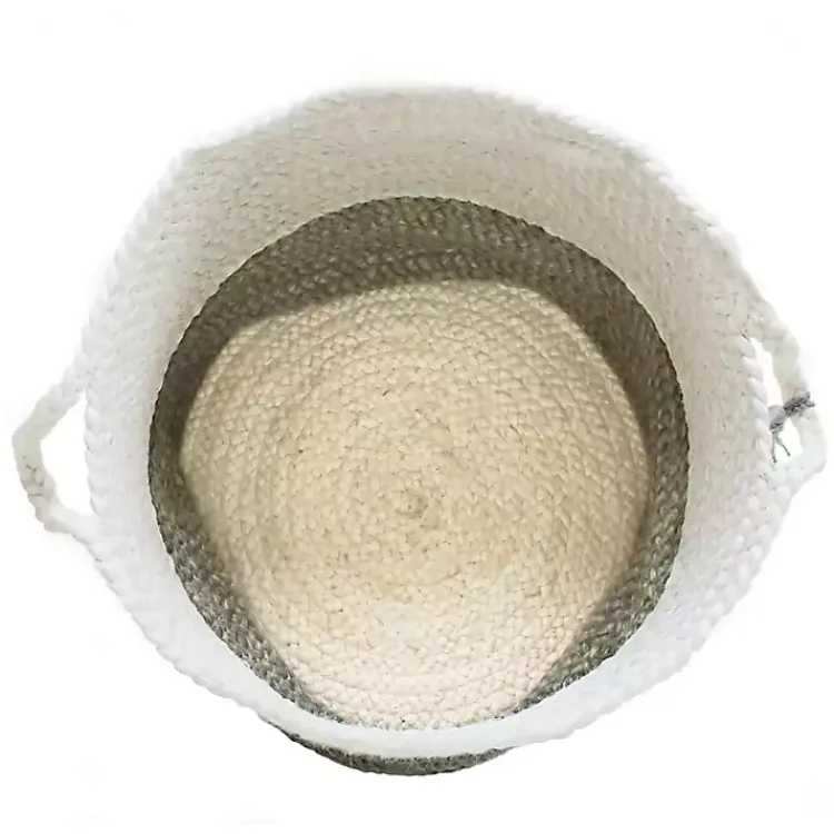 Baskets & Boxes>Kirklands Home Gray and White Woven Basket with Tassel, 17 in.