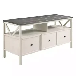 Kirklands Home Gray and Whitewashed Wood 3-Drawer Media Cabinet Hot
