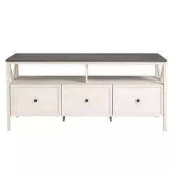 Kirklands Home Gray and Whitewashed Wood 3-Drawer Media Cabinet Hot