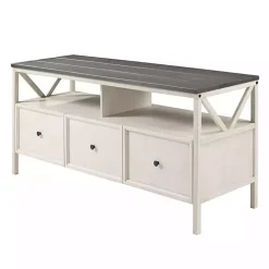 Kirklands Home Gray and Whitewashed Wood 3-Drawer Media Cabinet Hot