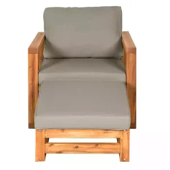 Kirklands Home Gray and Wood 2-pc. Outdoor Chair and Ottoman Set