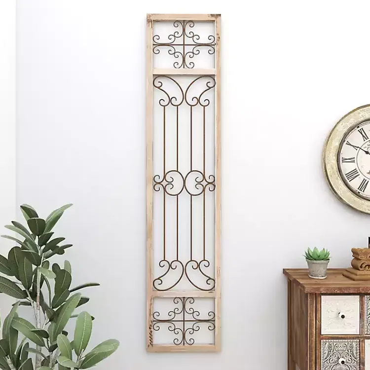 Kirklands Home Gray Angelic Scrollwork Panel Wall Plaque