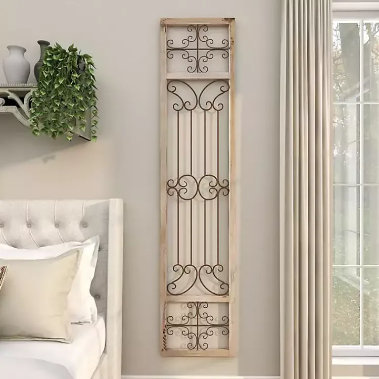 Kirklands Home Gray Angelic Scrollwork Panel Wall Plaque