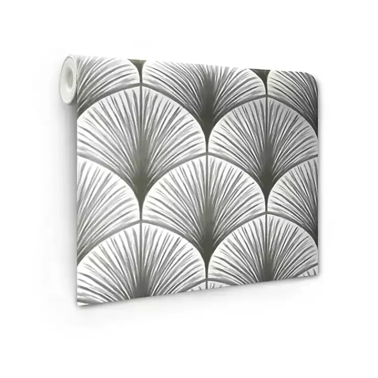 Kirklands Home Gray Art Deco Fans Peel & Stick Wallpaper New