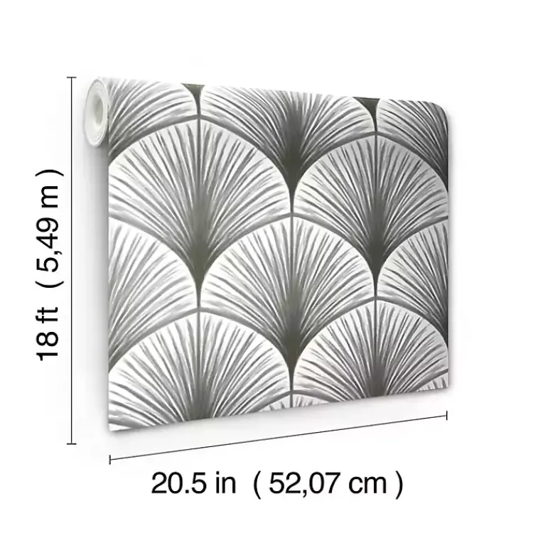 Kirklands Home Gray Art Deco Fans Peel & Stick Wallpaper New
