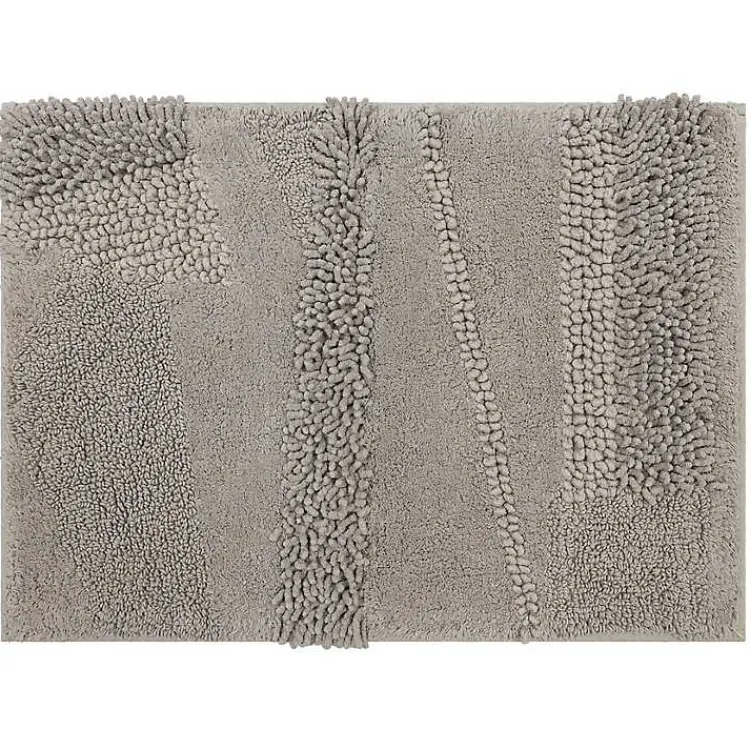 Kirklands Home Asymmetrical Cotton Bath Mat, 45 in. Gray Clearance