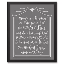 Christmas Art & Wall Decor>Kirklands Home Gray Away in a Manger Framed Canvas Art Print