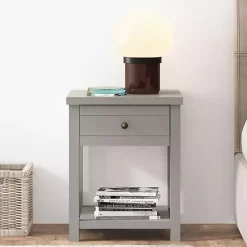 Kirklands Home Bailie Wooden Side Table Gray Outlet